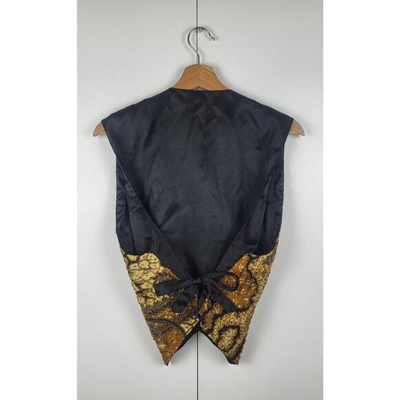 SOLD | Vintage 80s Kenar Beaded Sequin Cotton Button Front Vest | One Size - Picture 4 of 12